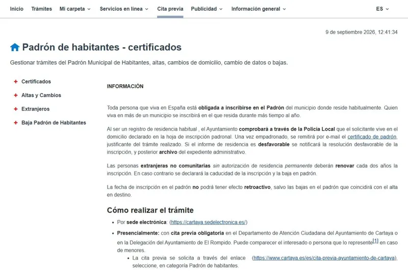 Cartaya agiliza el empadronamiento con un nuevo servicio online