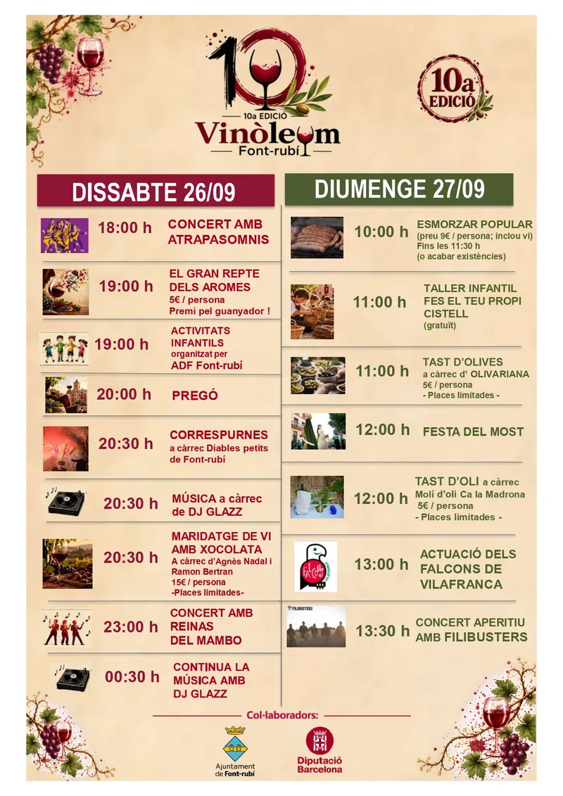 Font-rubí celebra el décimo aniversario de la Fira Vinòleum con vino, gastronomía y música