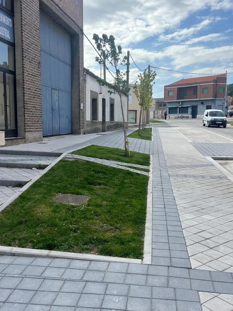 Finalizan las obras de mejora en la Calle Mayor de Íscar con ampliación de aceras y zonas verdes