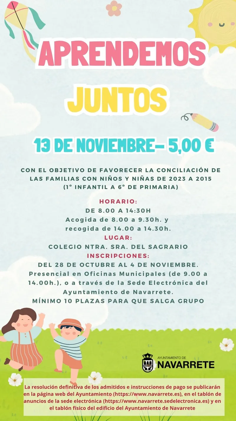 Navarrete organiza 'Aprendemos Juntos' para la conciliación familiar en noviembre