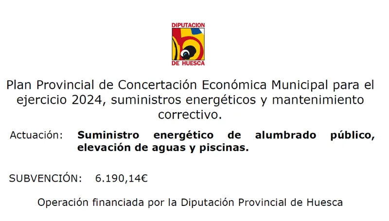 La Diputación de Huesca destina 6.190€ a suministros energéticos y mantenimiento en Azara
