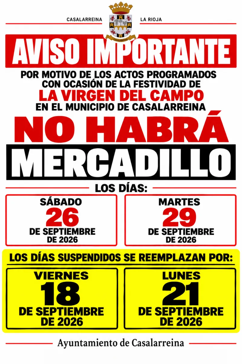 Casalarreina suspende el mercado ambulante por las fiestas patronales