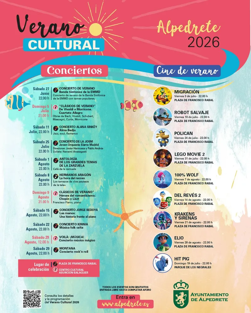 Alpedrete celebra el Verano Cultural 2026 con cine, música y zarzuela gratuita