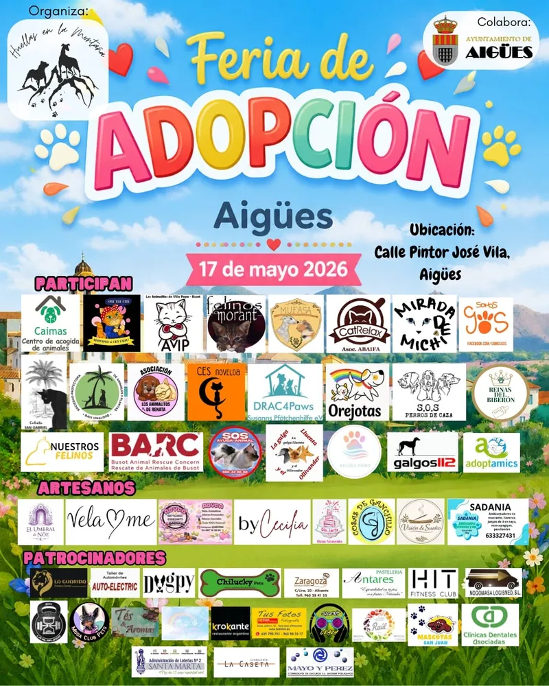 Aigües celebra su Feria de Adopción de Mascotas el próximo 13 de mayo
