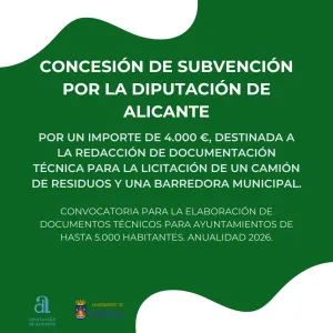Salinas recibe 4.000 euros de la Diputación para adquirir maquinaria municipal