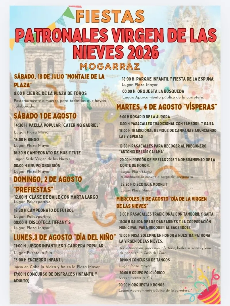 Mogarraz anuncia las Fiestas Patronales de la Virgen de las Nieves 2026