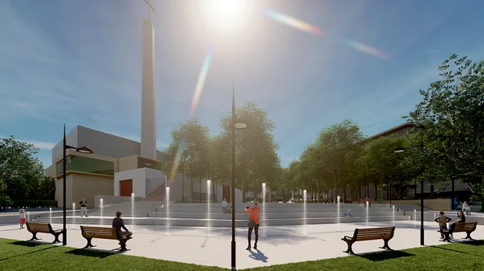 Castelldefels licita la instalación de nuevas fuentes ornamentales y lúdicas en la Plaça Democràcia