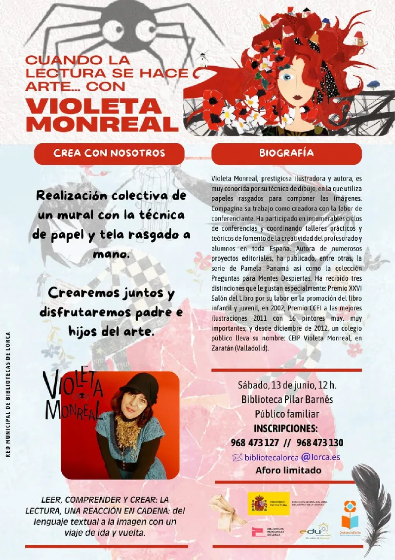 Lorca celebra un mural colectivo de arte rasgado en la Biblioteca Pilar Barnés