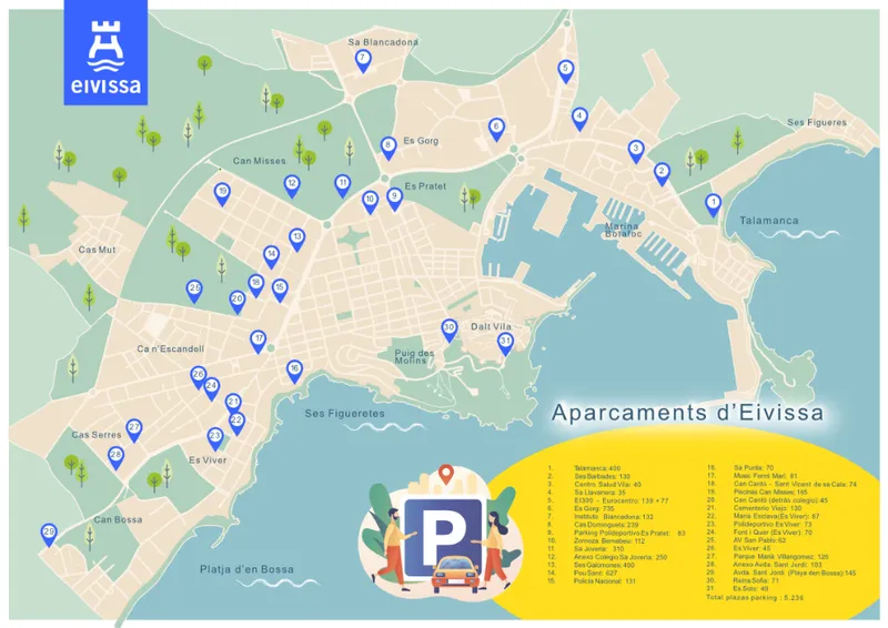 Eivissa facilita el aparcamiento con una red de parkings disuasorios gratuitos