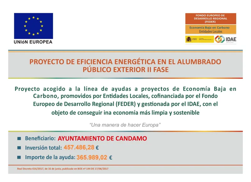Candamo renueva su alumbrado público con tecnología LED y financiación europea