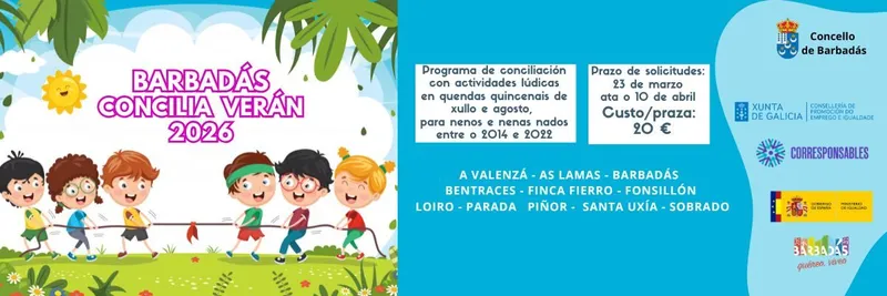 Barbadás publica listados provisionales de campamentos de verano 2026