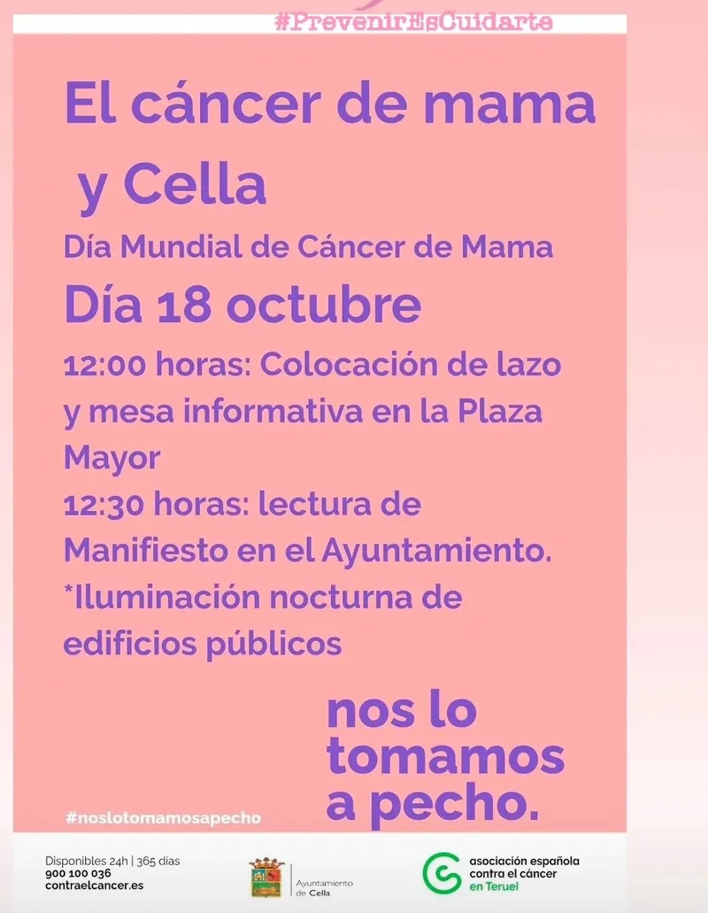 Cella se une a la lucha contra el cáncer de mama con una concentración el 18 de octubre