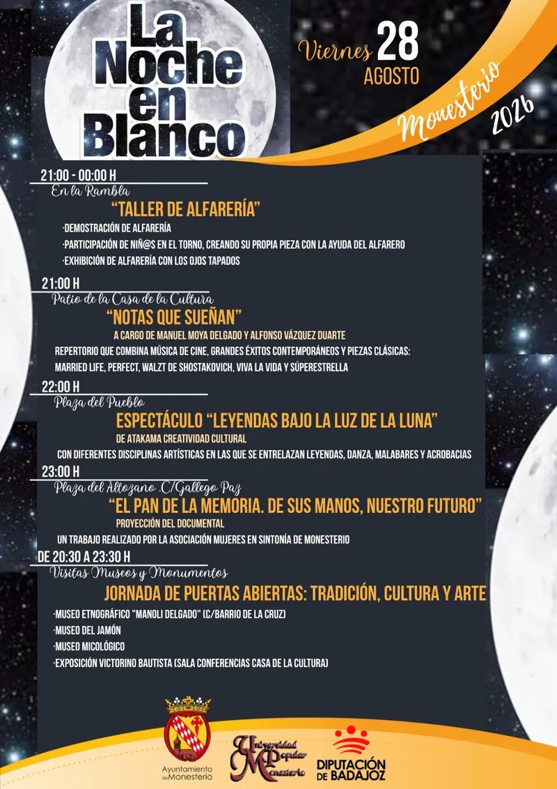Monesterio celebra 'La Noche en Blanco' el 28 de agosto