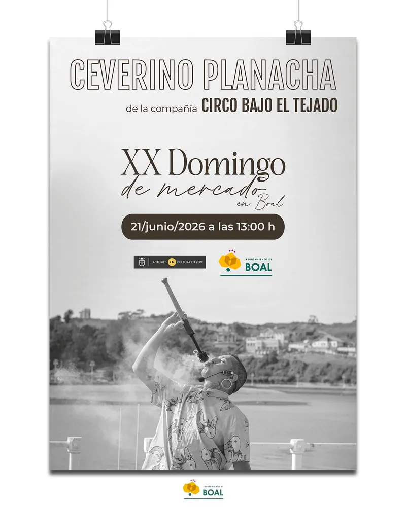 El XX Domingo de Mercado de Boal se llena de circo y humor con Ceverino Planacha