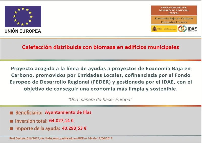 Illas impulsa la energía renovable con biomasa en edificios municipales