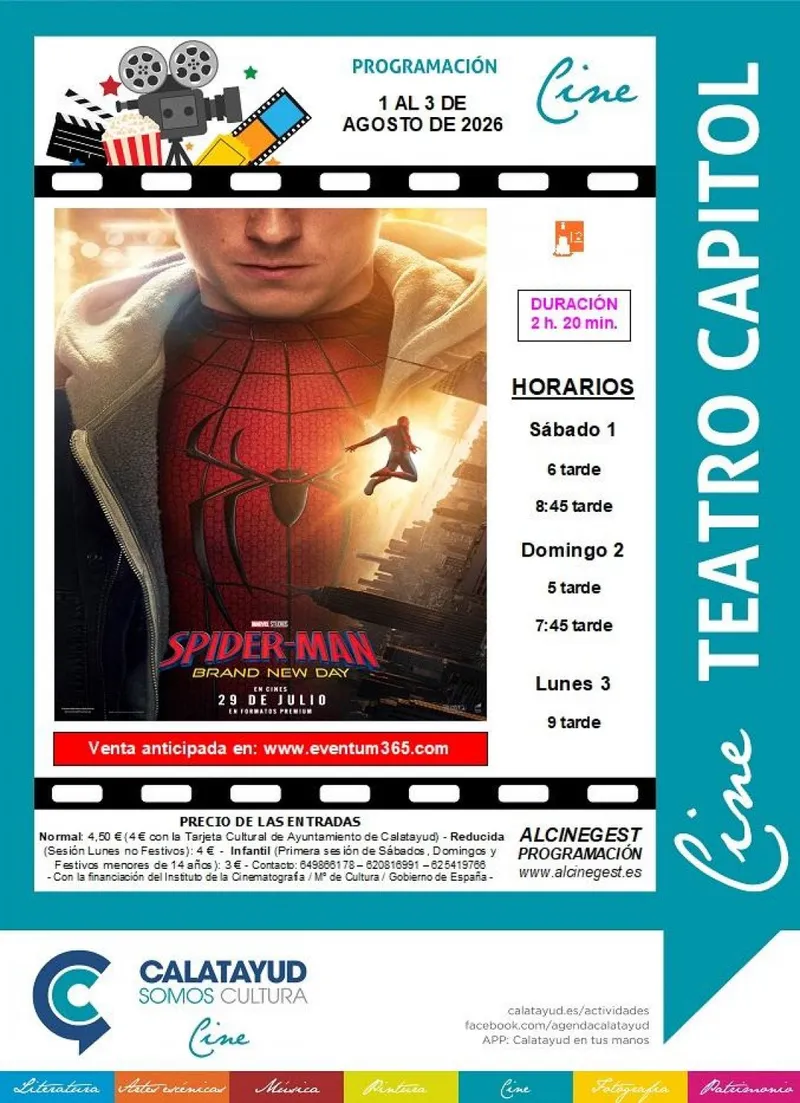 El Cine Capitol de Calatayud proyecta 'Spider-Man: Brand New Day' este fin de semana