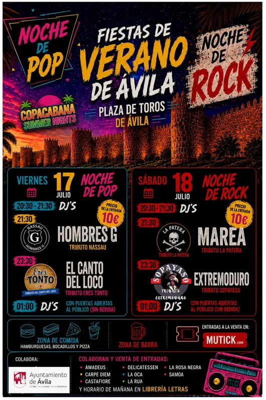 Ávila celebra sus Fiestas de Verano con un homenaje al pop y rock español