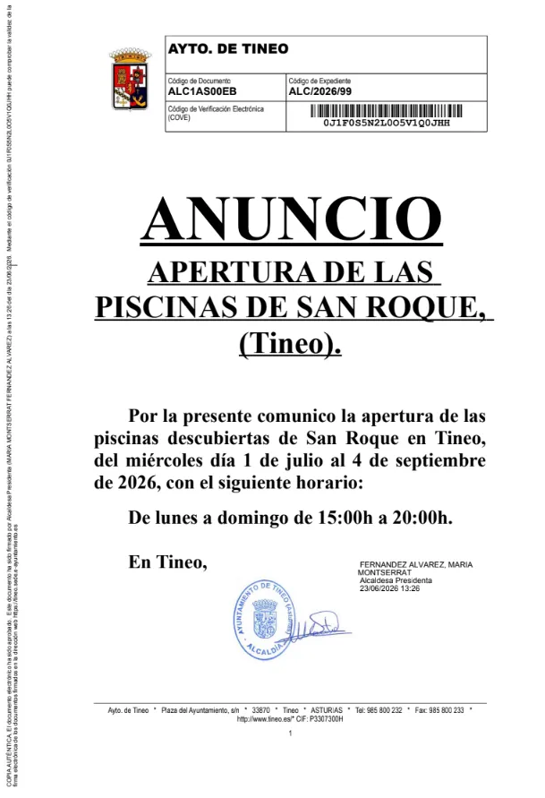 Las piscinas de San Roque en Tineo abren sus puertas para la temporada estival
