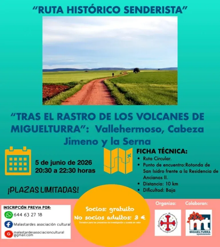 Ruta senderista 'Tras el rastro de los volcanes' en Miguelturra el 5 de junio