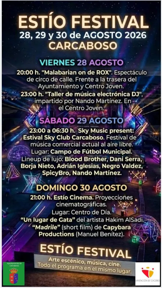 Carcaboso celebra el Estío Festival con teatro, música y cine en agosto