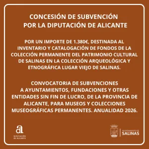 Diputación de Alicante otorga 1380€ a Salinas para catalogar su patrimonio cultural