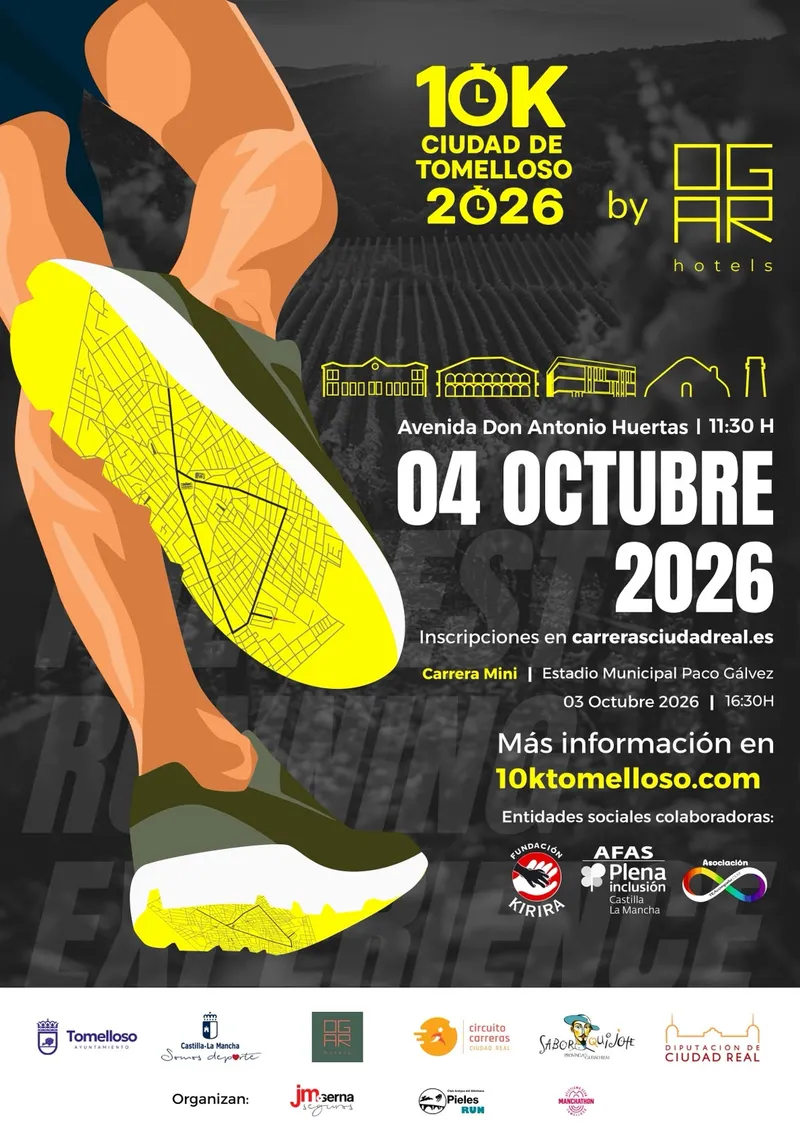 Tomelloso presenta el cartel de la 10K Ciudad de Tomelloso 2026 by Ogar Hotels