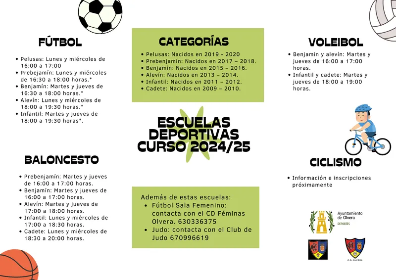 Olvera abre inscripciones para sus Escuelas Deportivas Municipales 2024/25