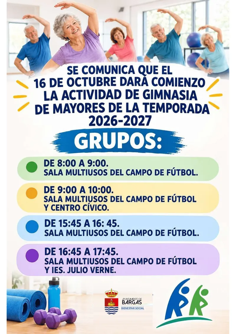 Comienza la gimnasia para mayores "Tu Salud en Marcha" en Bargas