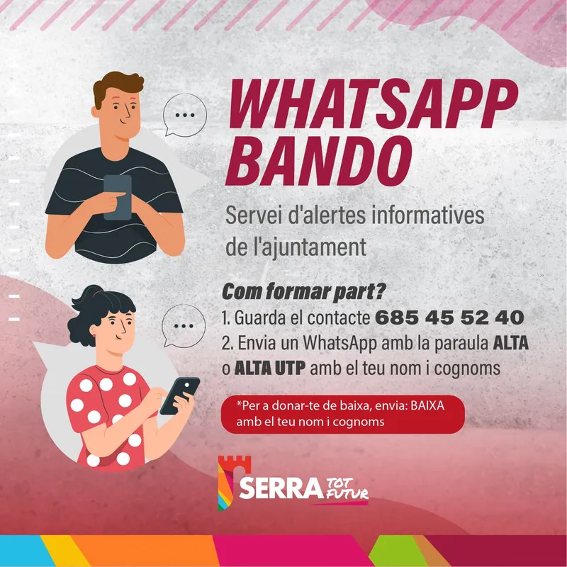 El Ayuntamiento de Serra lanza un servicio de alertas informativas por WhatsApp