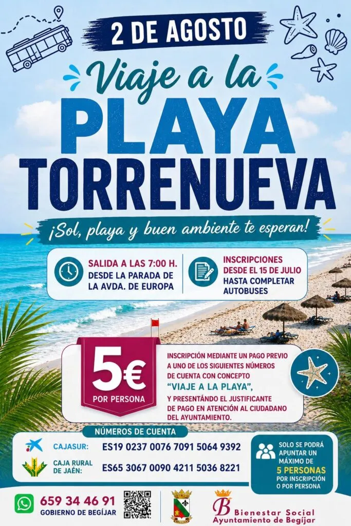 Begíjar organiza viaje a la playa de Torrenueva para sus vecinos