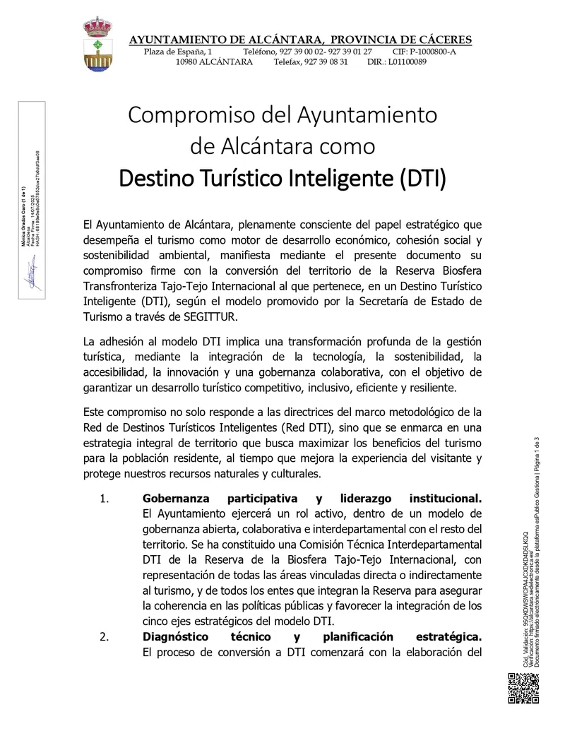 Alcántara se consolida como Destino Turístico Inteligente