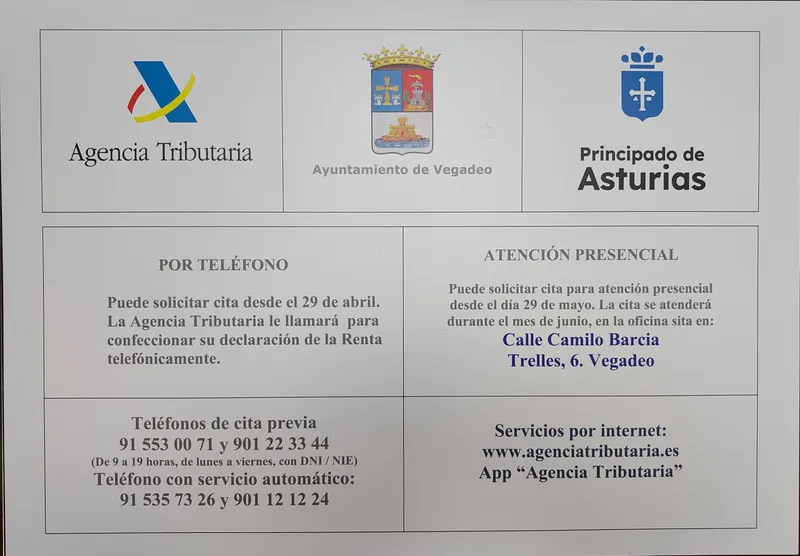 Vegadeo habilita oficina para la Renta 2025 con citas desde abril
