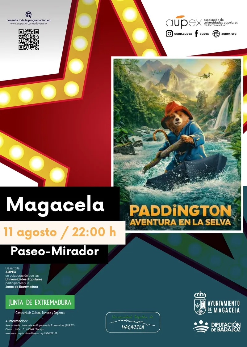Magacela proyecta 'Paddington. Aventura en la selva' dentro del Cine de Verano de AUPEX