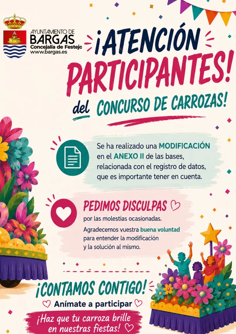 Bargas: Modificación en las bases del concurso de carrozas para las fiestas