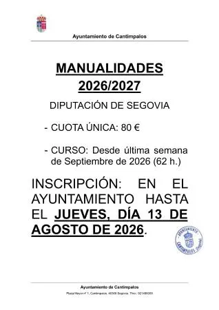Cantimpalos abre el plazo para inscribirse en talleres de manualidades 2026/2027