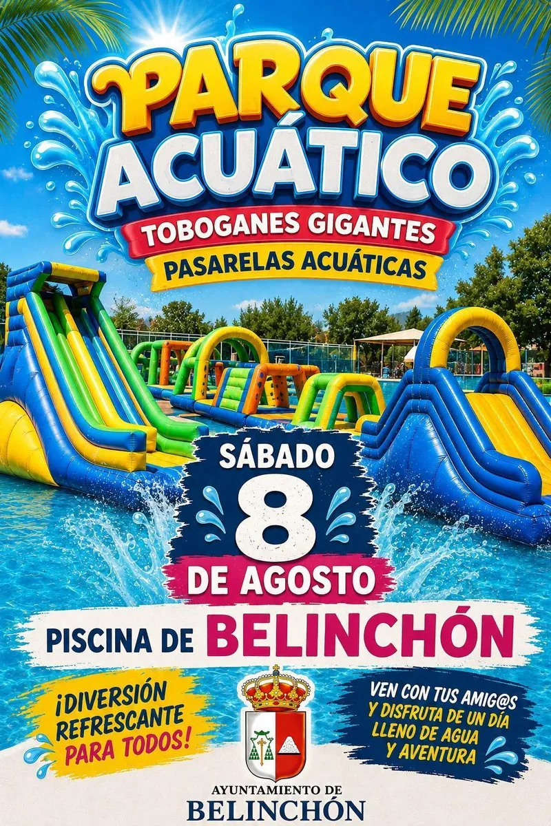 El Parque Acuático llega a la Piscina Municipal de Belinchón este sábado 8 de agosto