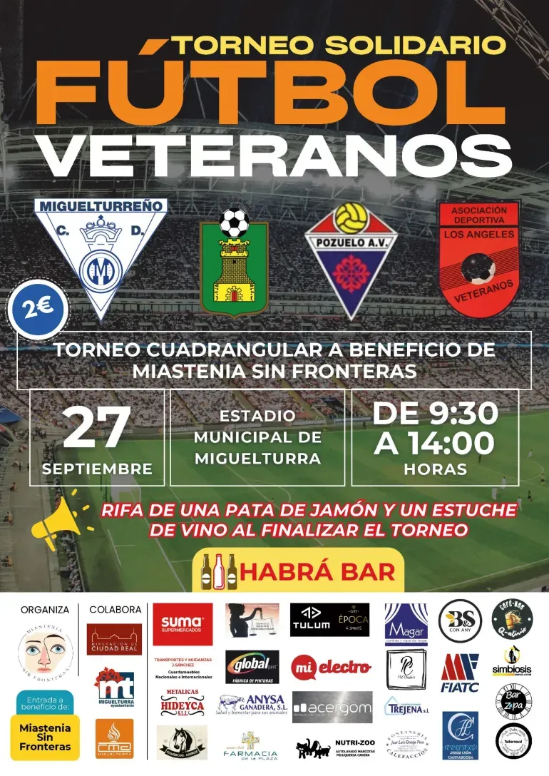 Torneo de fútbol veteranos en Miguelturra para recaudar fondos para la miastenia