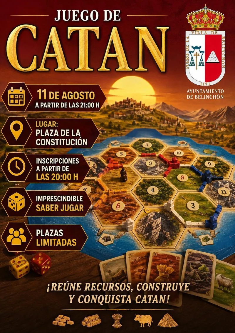 Belinchón celebra un Campeonato de Catan el 11 de agosto