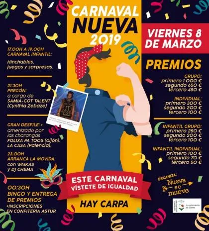El Carnaval de Nueva de Llanes se celebra con pregón de Samia y premios en metálico