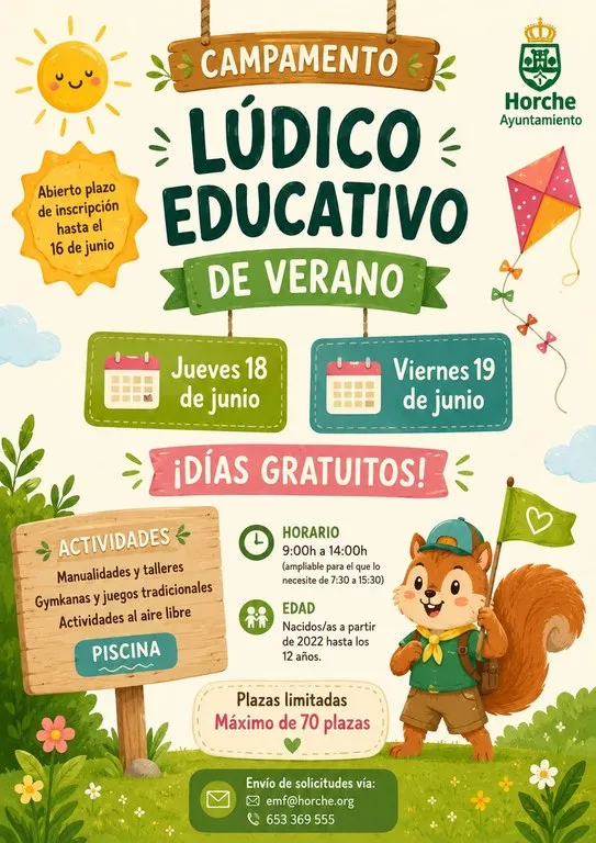 Horche organiza un campamento urbano gratuito para niños los días 18 y 19 de junio