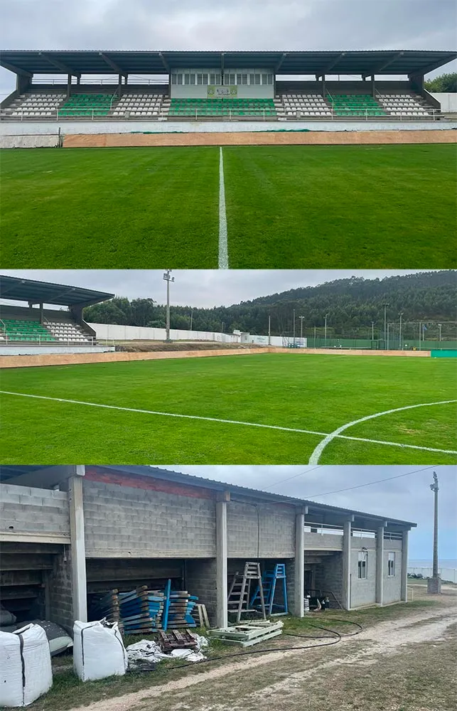 Burela finaliza la mejora de la grada sur de A Marosa e impulsa la renovación del complejo deportivo