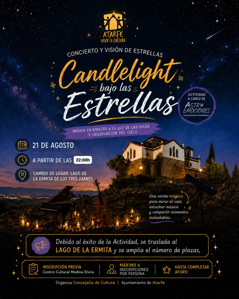 Atarfe amplía plazas para 'Candlelight bajo las Estrellas' en el Lago de la Ermita