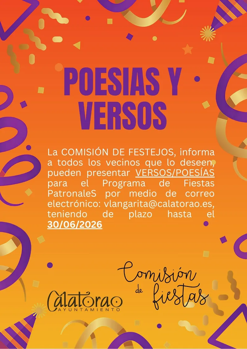 Calatorao abre la convocatoria de versos y poesías para el programa de fiestas patronales