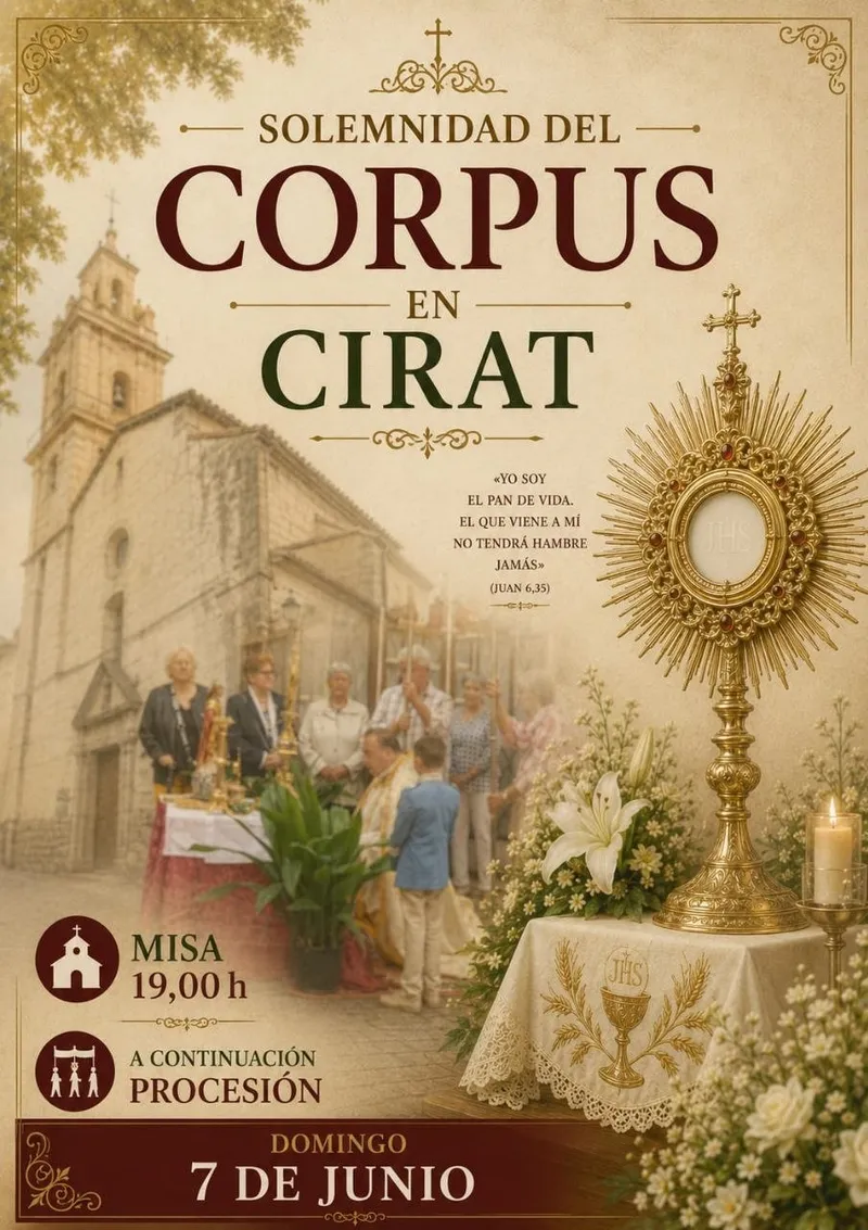 Cirat celebra la Solemnidad del Corpus con misa y procesión el 7 de junio