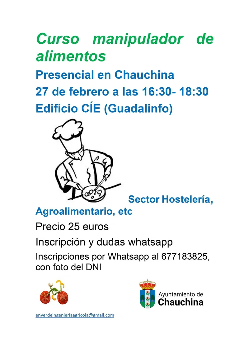 Chauchina ofrece curso gratuito de manipulador de alimentos en febrero