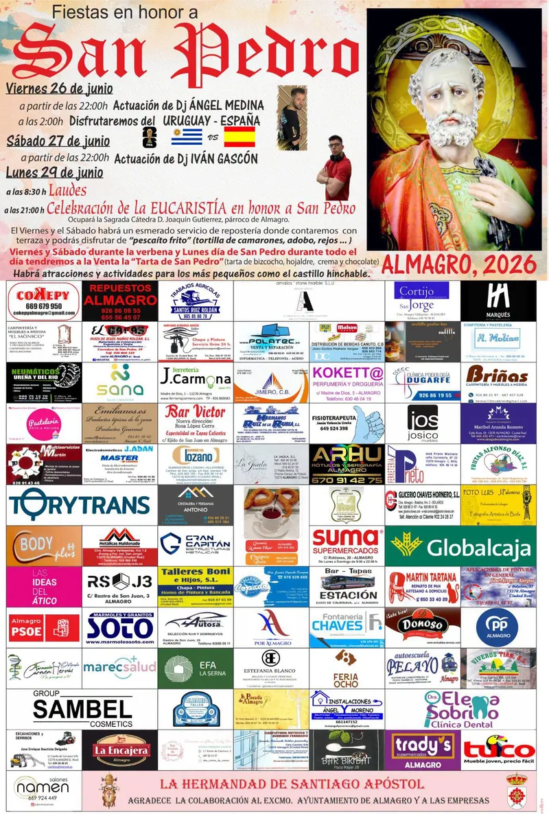 Almagro celebra la Festividad de San Pedro con actividades del 26 al 29 de junio