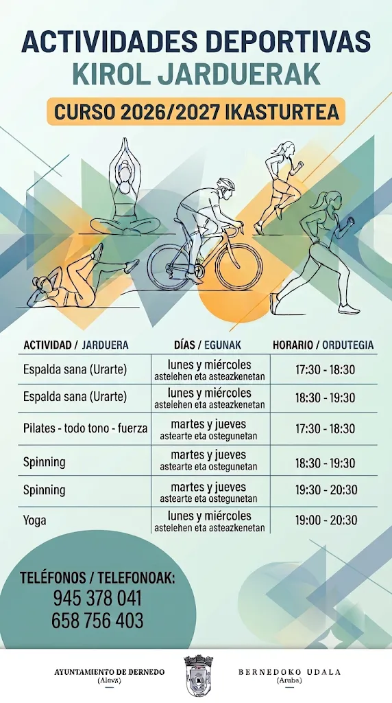 Bernedo abre inscripciones para actividades deportivas del curso 2026-2027