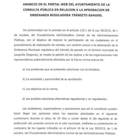 Languilla abre consulta pública para regular el tránsito de ganado
