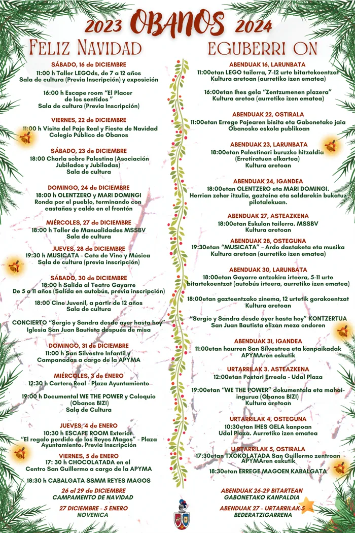 Obanos celebra la Navidad 2023-2024 con un programa de actividades para todos los públicos