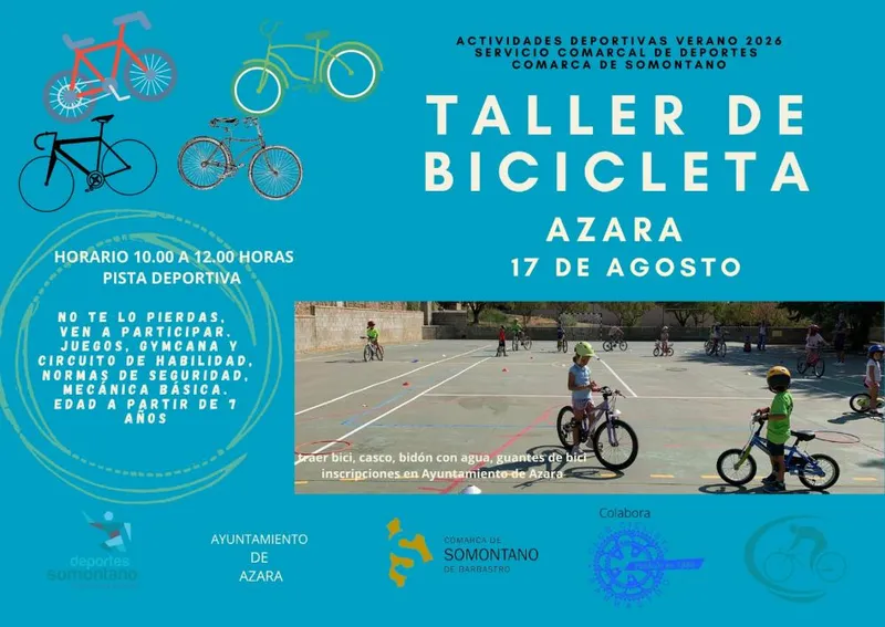 Azara organiza un taller gratuito de bicicletas para niños y niñas